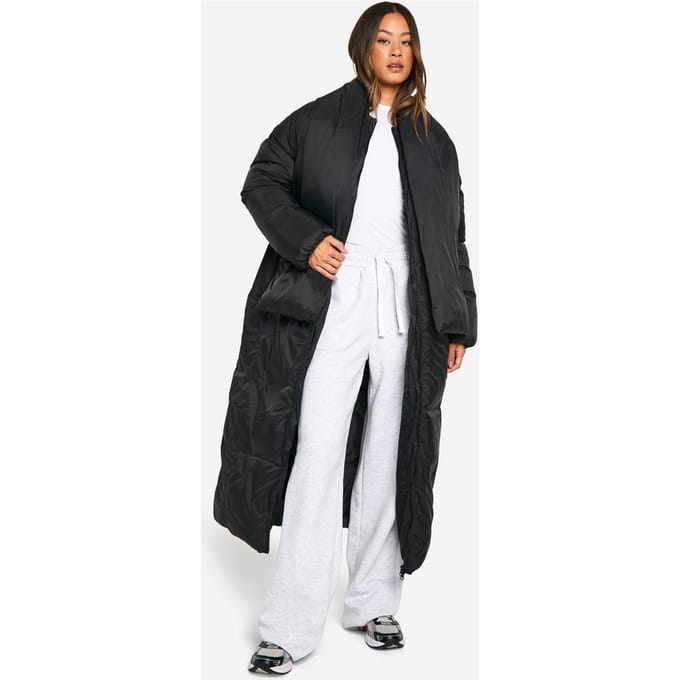 boohoo Dames Hoge 2-in-1 Langslanke Sjaal-Pufferjas | Black | Maat: 6