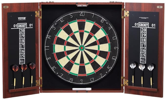 Dailygoods - Dartbord en Kast Set - Complete Set voor Dartspellen
