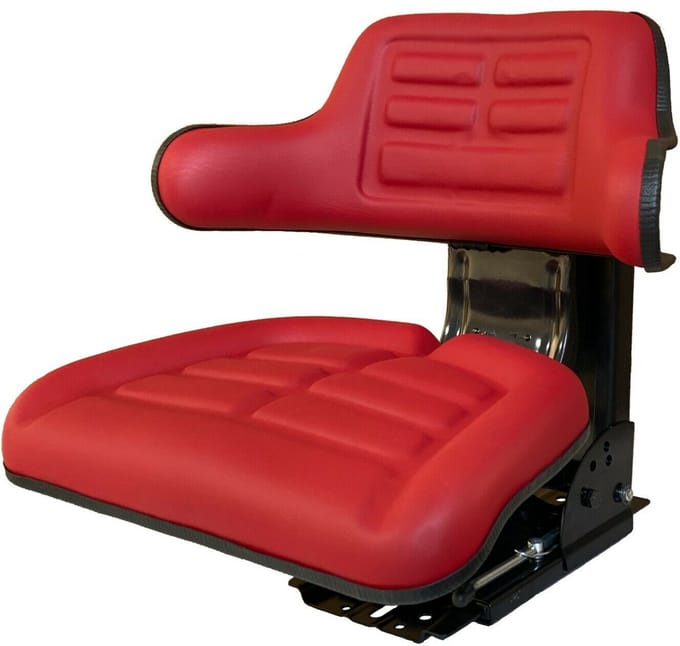 Universele Tractorstoel – Rood – Vering - Armleuning - Verstelbaar - PVC