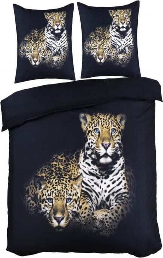 Husch dekbedovertrek Leopard -200x200/220 - Luipaard - Zwart