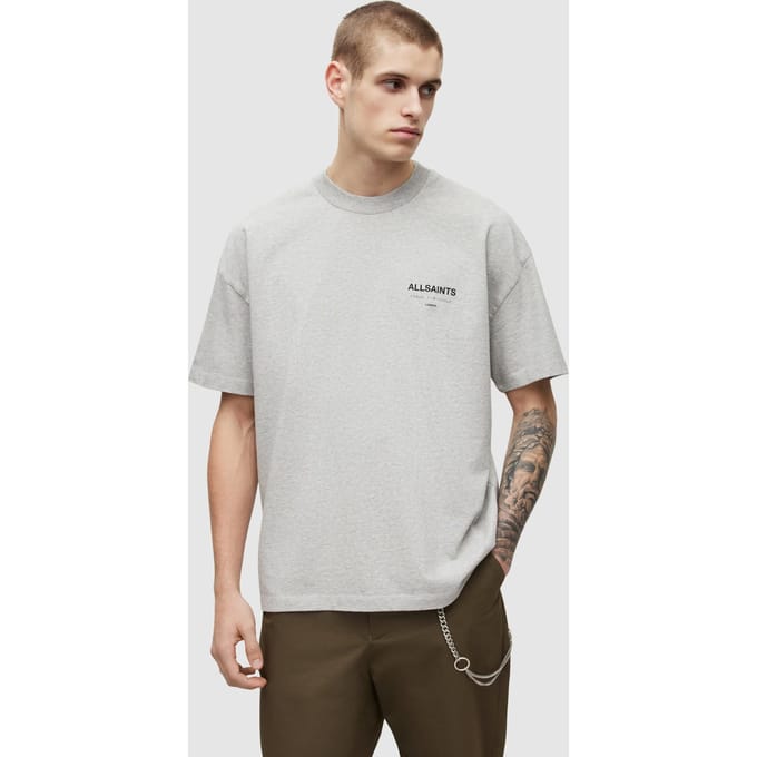 AllSaints Underground Ss Crew Grey Marl Maat: XL | Basic T-Shirts Outlet | Heren | Grijs