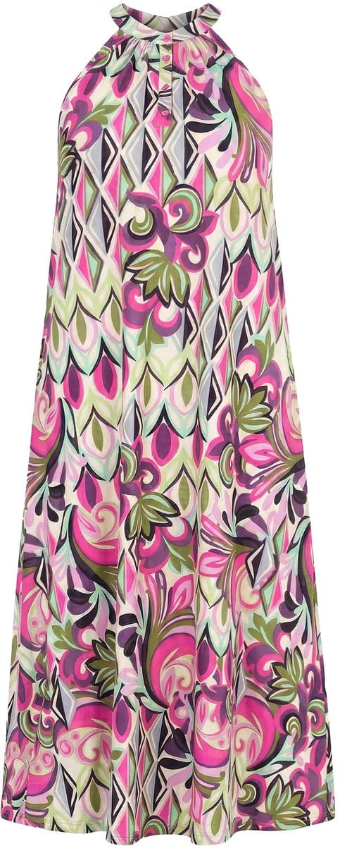 Ulla Popken - Dames - Maxi-jurk cotton touch A-lijn ronde hals mouwloos - Orchidee - Maat 42+