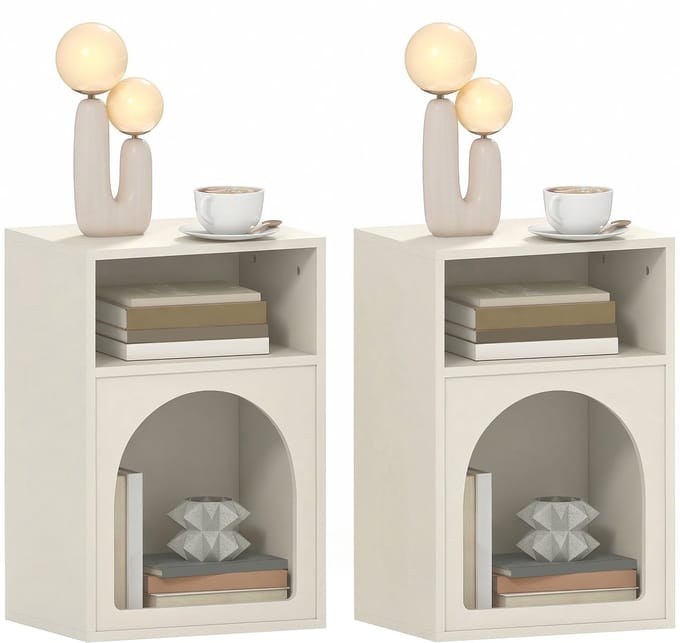HOMCOM-Nachtkastje-MDF-40x30x60cm-Crème