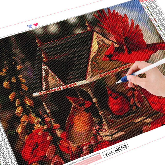 Kit de Peinture Diamant 5D DIY Point de Croix Animal Oiseau Strass Décoration de Maison Full Square 20X30CM black