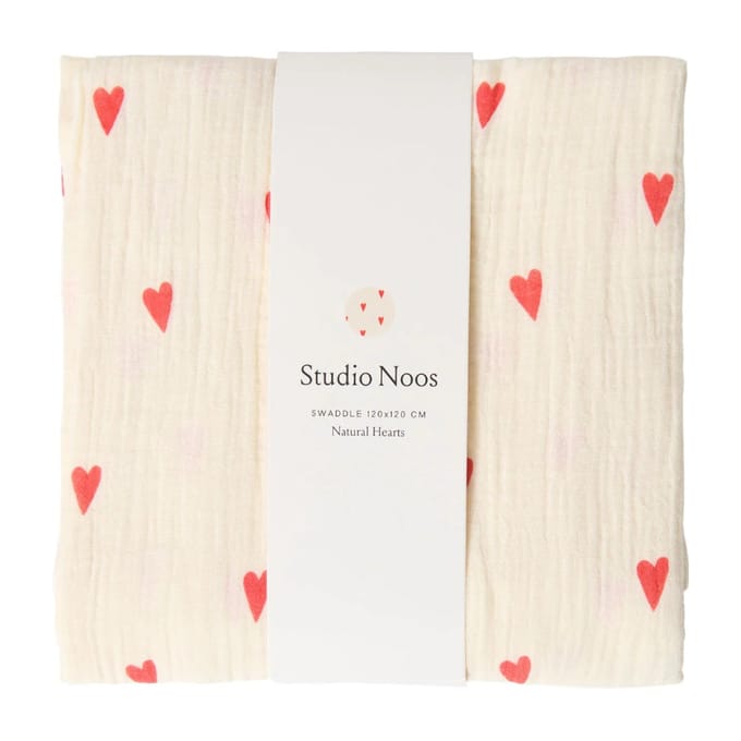 Studio Noos hydrofiele doek beige hearts 120 x 120