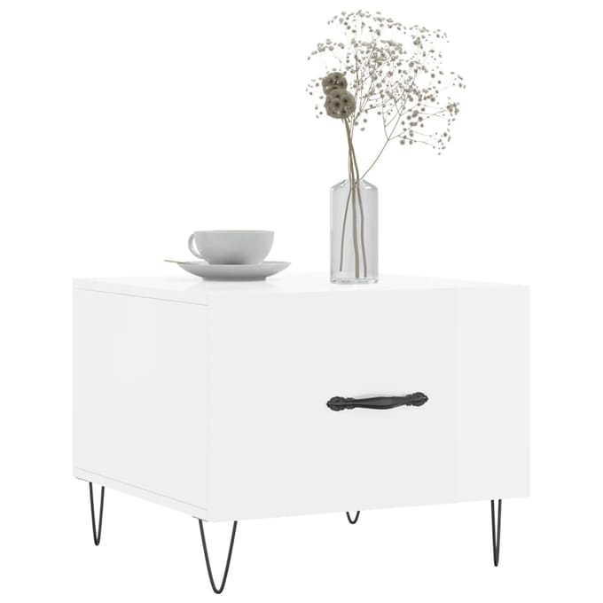 vidaXL - Salontafel - 50x50x40 - cm - bewerkt - hout - hoogglans - wit
