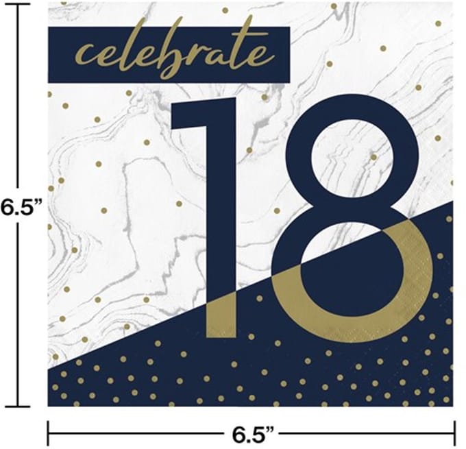 Servetten - celebrate 18 - navy&gold - 16 stuks - 30x30cm