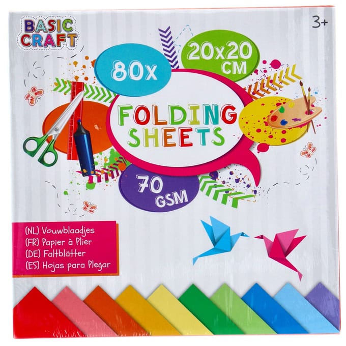 Set de Papiers pour Origami 80 Feuilles 20x20 cm
