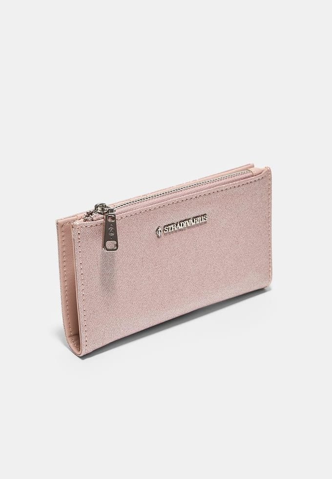 Stradivarius Langwerpige glitter portemonnee voor pasjes  Pastelroze OS
