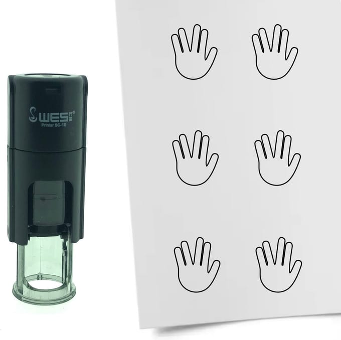 CombiCraft Stempel Mr. Spock Greeting 10mm rond - zwarte inkt