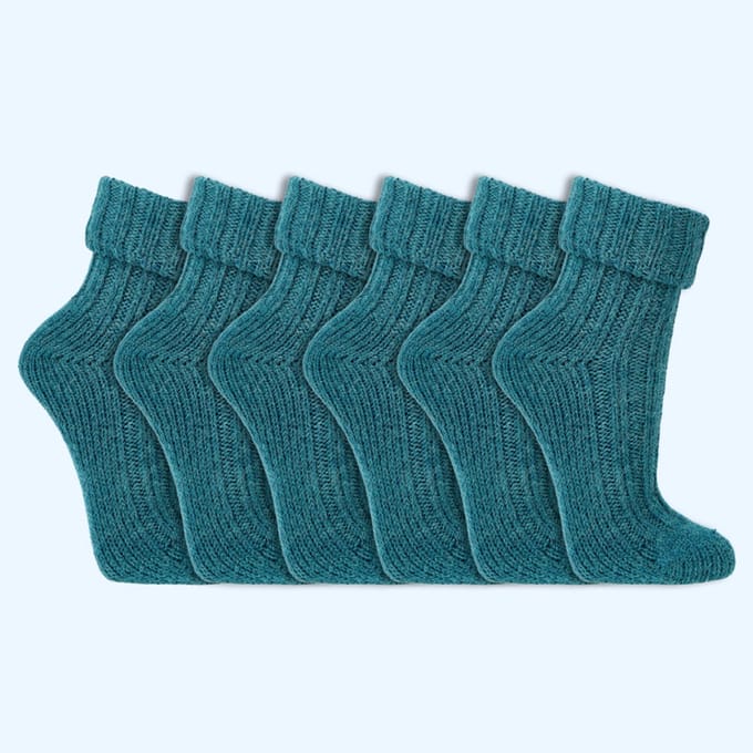 Wollen sokken | Alpacawol | Krimpvrij | Kleur: Blauw | 6 paar