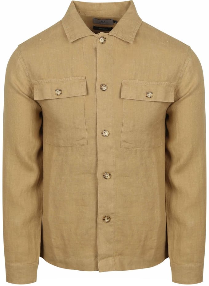 Suitable Linnen Overshirt Beige - Maat L - Heren