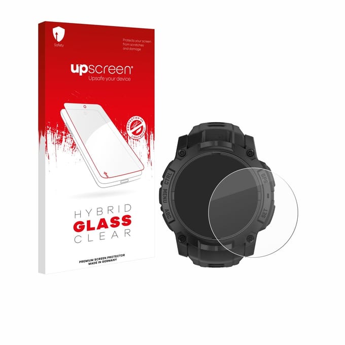 upscreen - Screenprotector voor Garmin Instinct 3 Solar Tactical Edition (50 mm) - Folie Beschermfolie Beschermglas transparant