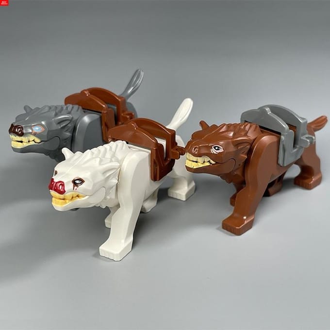 Briques MOC Animaux Loup Figurine d'Action Accessoires Blocs de Construction Éducatifs Jouets Assemblés Cadeaux pour Enfants brown