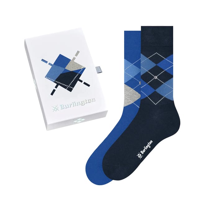 Burlington Basic Gift Box gedessineerd katoen multipack sokken heren blauw - maat 40-46