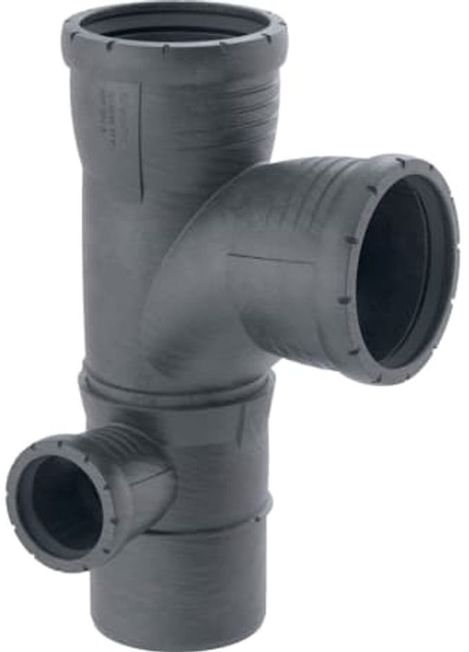 Geberit Silent-Pro Gecombineerd bochthoekstuk 87,5° links, DN 100 / 100 / 50, 393.578.14.1