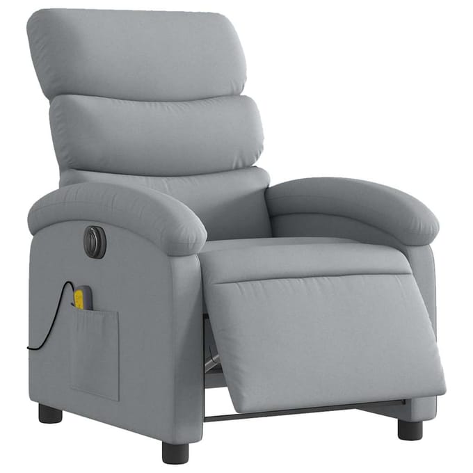 vidaXL - Massagestoel - elektrisch - verstelbaar - stof - lichtgrijs