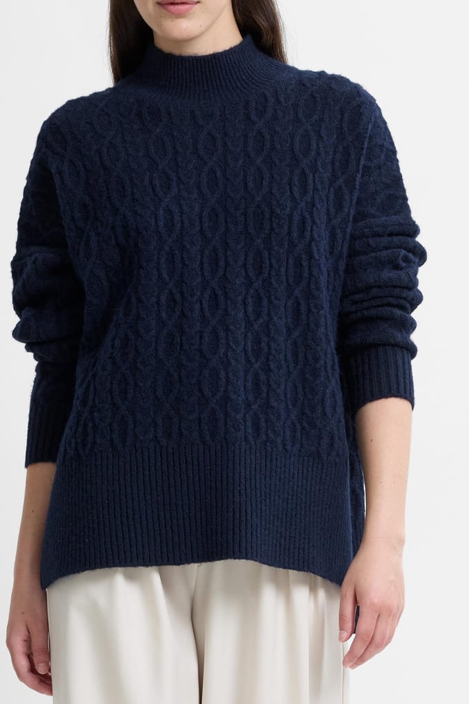 French Connection Tina Knits Side Split Jumper Navy Taglia: S | Maglioni a maglia Outlet | Donna | Blu