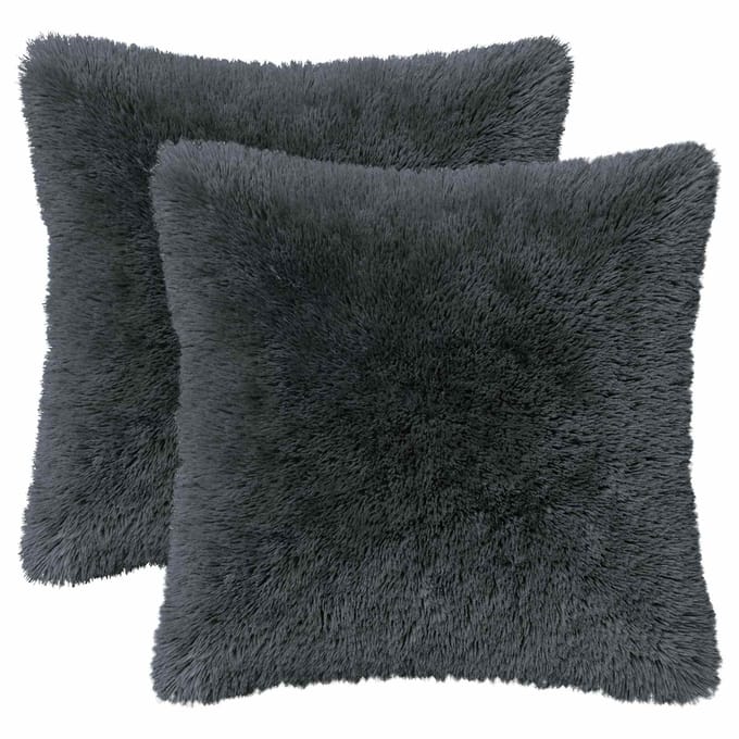 vidaXL - Kussensloop - 2 - pcs - HEERLEN - Antracietkleurig - 30 - x - 30 - cm - PV - Fleece