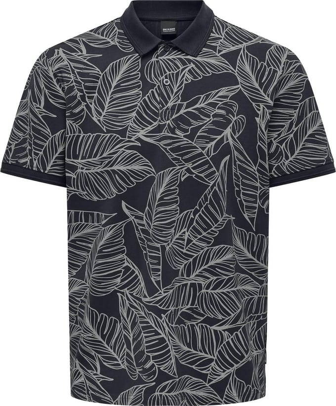 Only & Sons Poloshirt Onsvail Reg Ss Aop Polo Cs 22029668 Dark Navy Mannen Maat - M