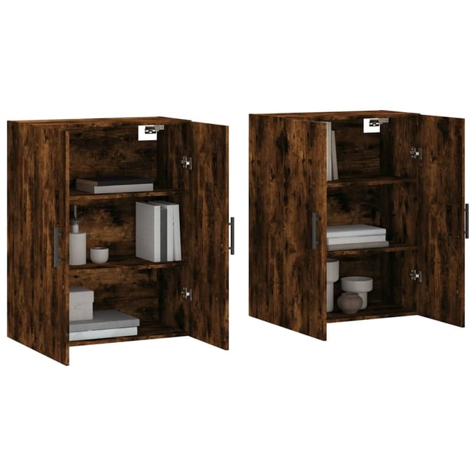 vidaXL - Hangkasten - 2 - st - 69,5x34x90 - cm - gerookt - eikenkleurig