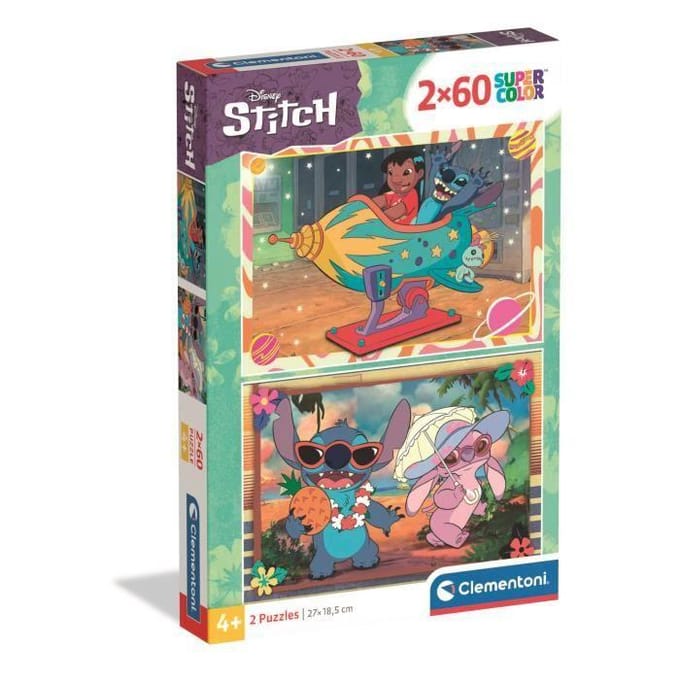 Clementoni - Puzzel - 2X60 Stukjes - Stitch Thema - Puzzel Voor Kinderen - Vanaf 4 Jaar