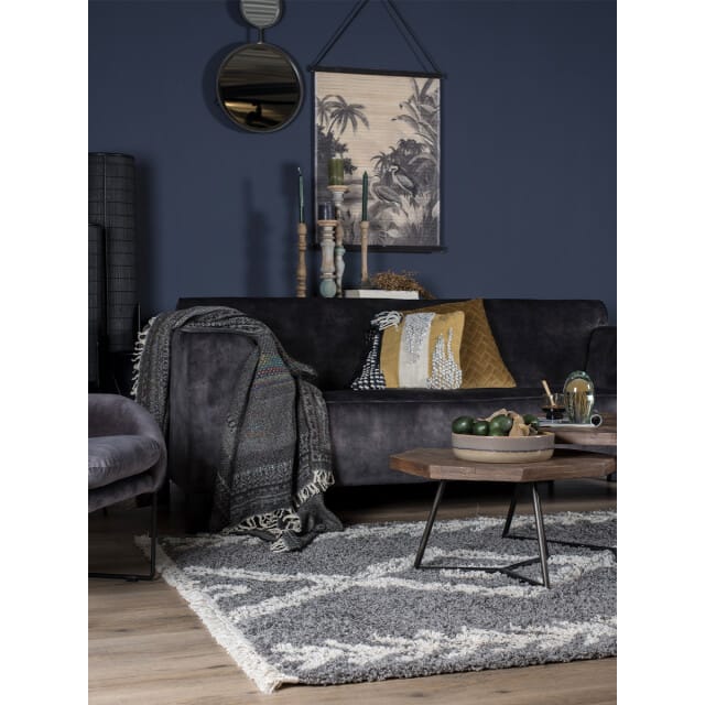 Vloerkleed Rabat Grey 200 x 280 cm - Hoogpolig Vloerkleed – Berber / Bohemian Design