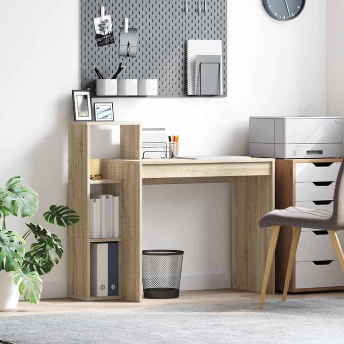 vidaXL - Bureau - Sonoma - Eik - Bewerkt - hout - 100 - x - 40 - x - 90 - cm