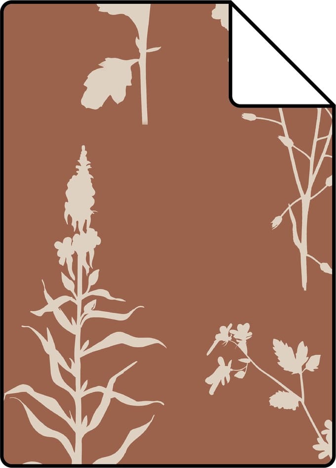 Proefstaal ESTAhome behang veldbloemen terracotta - 26.5 x 21 cm - 139396-S