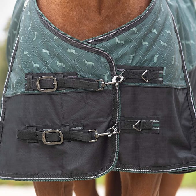 Qhp Regendeken Qhp Turnout Collection Fleece Donkergroen