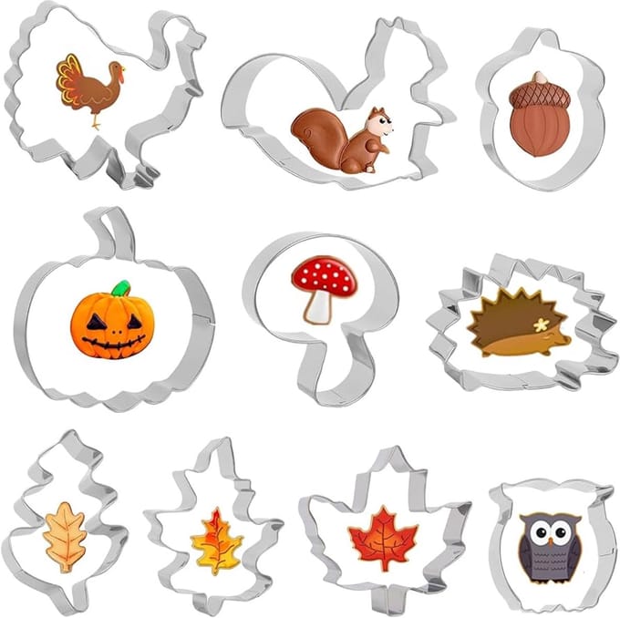 Herfstset uitsteekvormen - 10 stuks - roestvrij staal