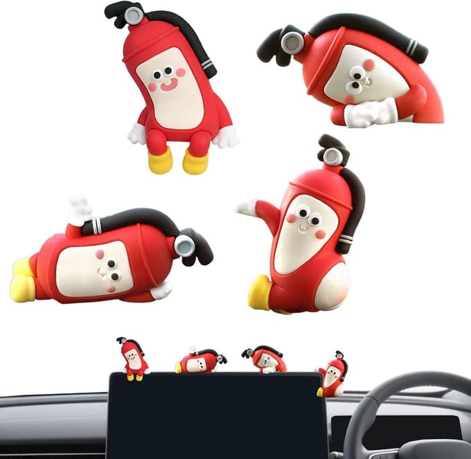 Auto Interieur Decor - Dashboard Figuur - Stressvermindering - Brandblusser Vorm - 4 stuks - Niet gespecificeerd
