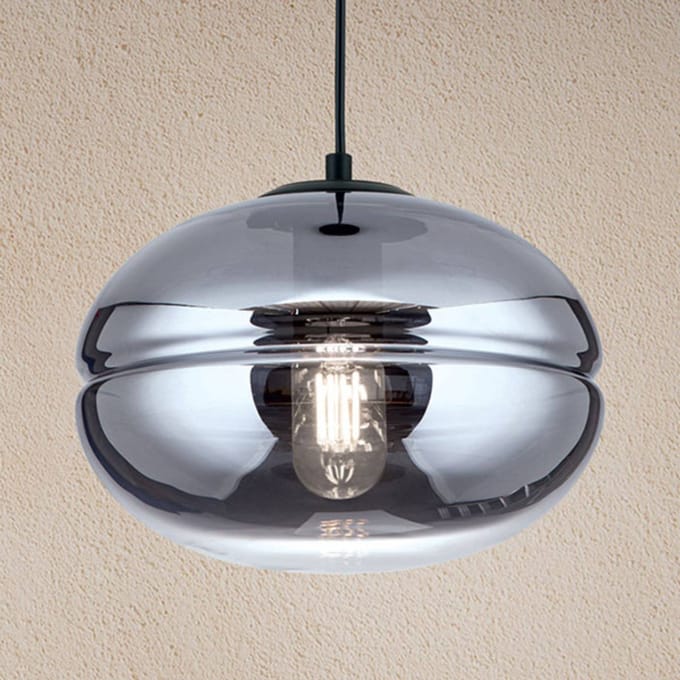 ORION Hanglamp Richard, metaal zwart, glas rook