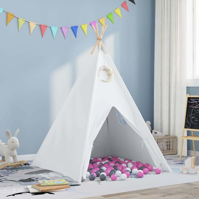 vidaXL Teepee Tent Wit 120 x 120 x 150 cm Stof en Plastic