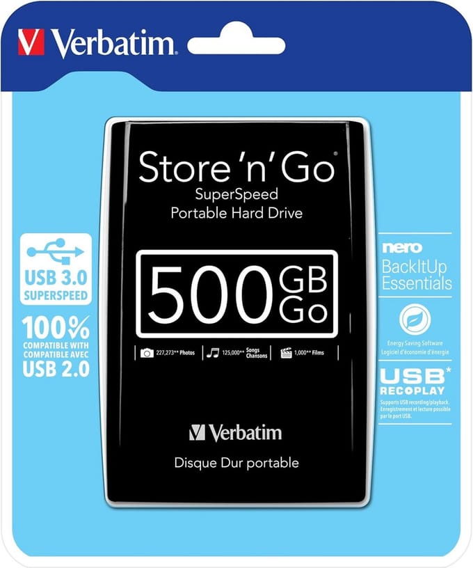 500 GB USB 3.0 Externe Harde Schijf in Zwart
