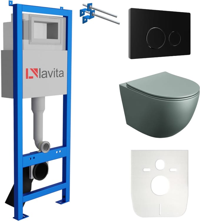 LAVITA complete toiletset SINTO GREY LAV 101 LAV 200.4.4 randloos zwart