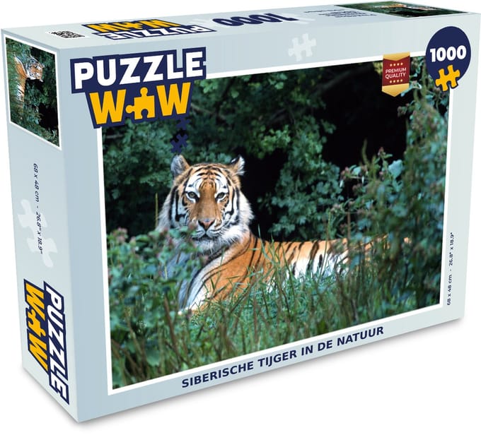 Puzzel Tijger - Gras - Groen - Legpuzzel - Puzzel 1000 stukjes volwassenen