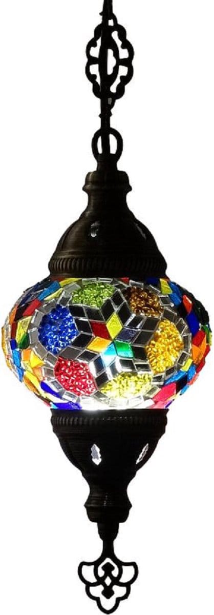 Oosterse lamp - hanglamp multicolour - 1 stuk - handgemaakt mozaïek glas