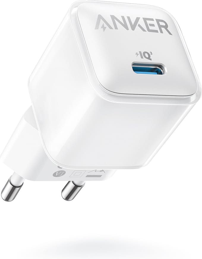Anker 512 Nano Pro Oplader - 20W USB-C - PowerIQ 3.0 - Actieve Temperatuurregeling - Wit/Zilver
