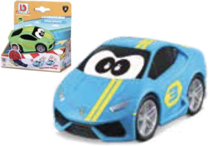 BB Junior Lamborghini Huracan Coupe - Push & Race - 3 inch - Licht blauw/geel