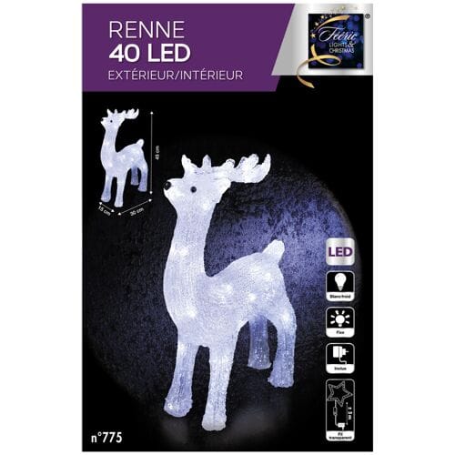 Feeric Lights and Christmas Rendier met licht - 45,5 cm - 40 led lampjes - verlichte figuren