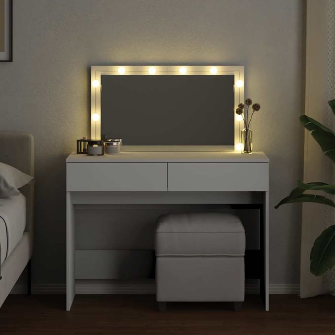 vidaXL - Kaptafel - met - LED-verlichting - 100x40x120 - cm - wit