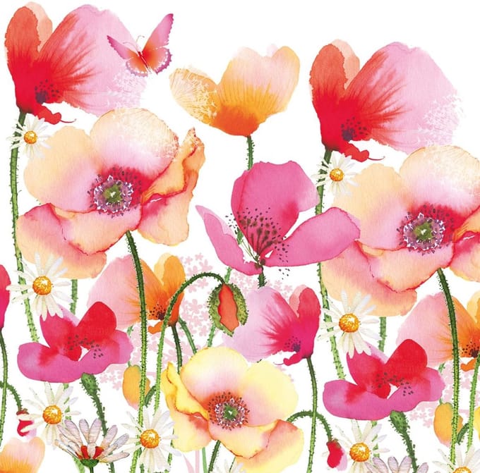 PPD - Lunch servetten - Aquarell Poppies & Daisies