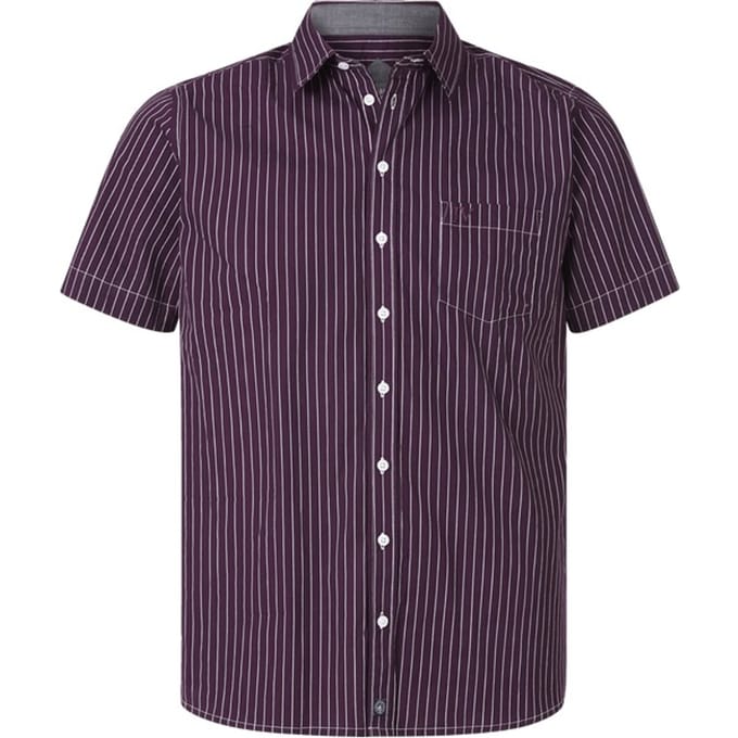 Jan Vanderstorm herren Gestreept Overhemd - 51/52 - donkerlila - Plus Size