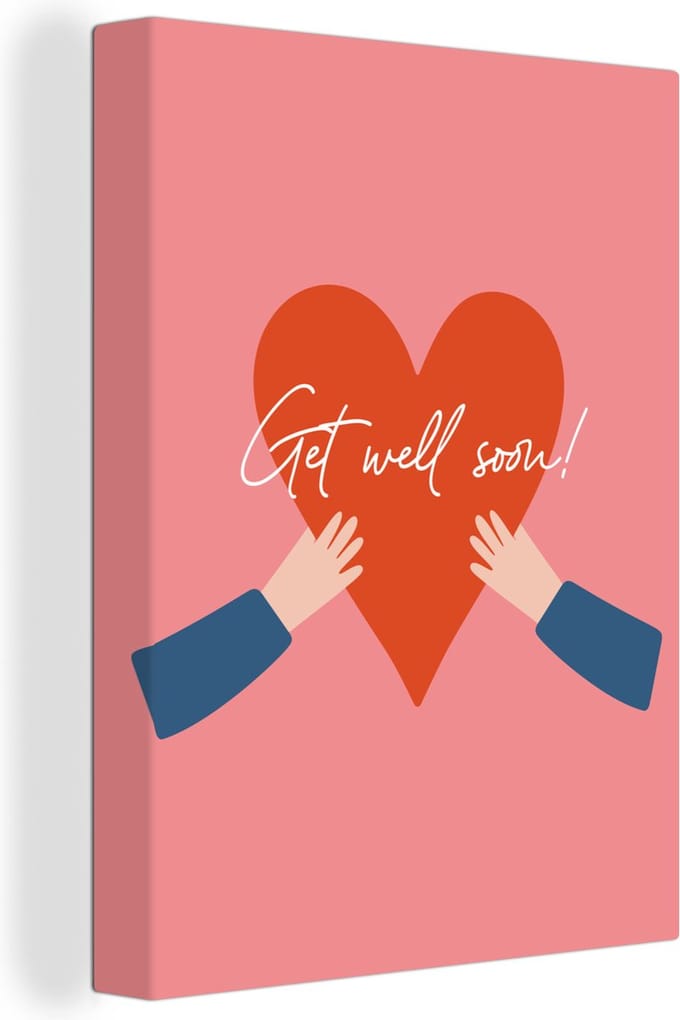 Canvas Schilderij Beterschap - Quote - Hand - 60x80 cm - Wanddecoratie