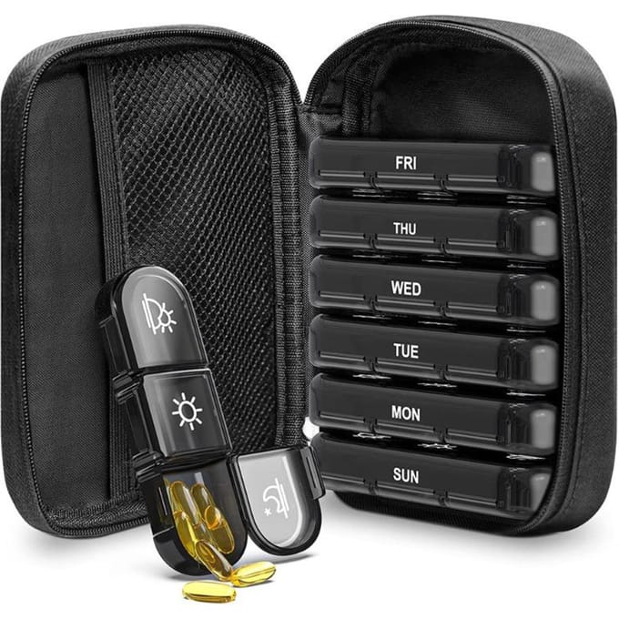 21 Grids Weekly Pill Organizers Container Vochtbestendige Pillendoos Met PU Leren Etui Medicijndoos Tas