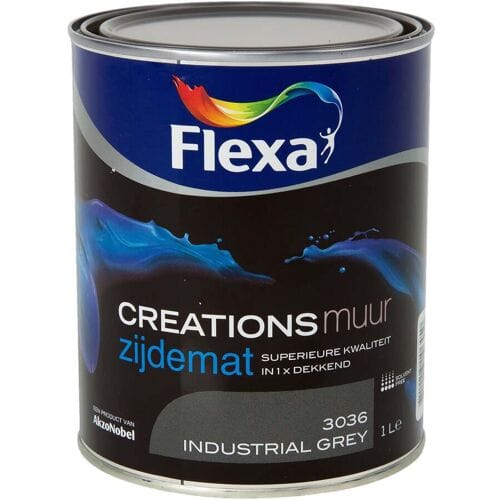Flexa Creations Muurverf - Zijdeglans - Industrial Grey - 1l