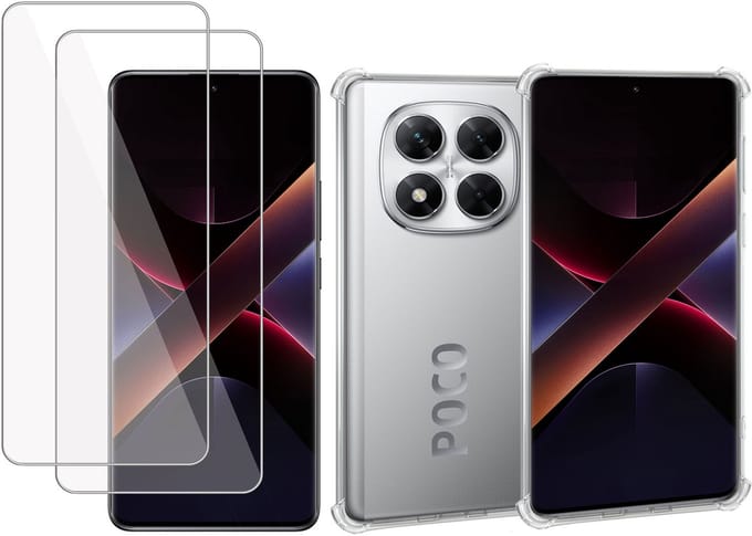 ChiGuard Hoesje & 2x Screenprotector geschikt voor Poco X7 – Gehard Glas Cover + Shock Proof Case – Transparant