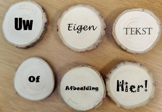 6 stuks onderzetters boomstam gepersonaliseerde met uw eigen tekst - eigen ontwerp ook mogelijk