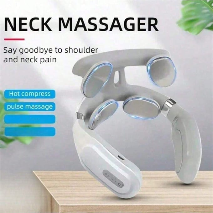 Draagbare Nek Schouder Massager USB Oplaadbare Lithium Batterij Slimme Ontspanning Cadeau voor Mannen Vrouwen wit